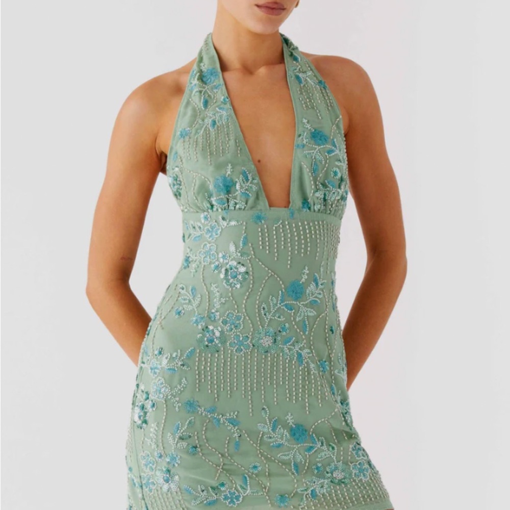 Peppermayo Monet Beaded Mini Dress - Mint